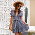 Deep V Ruffled Floral Spring Dress Women's Clothing - Minihomy