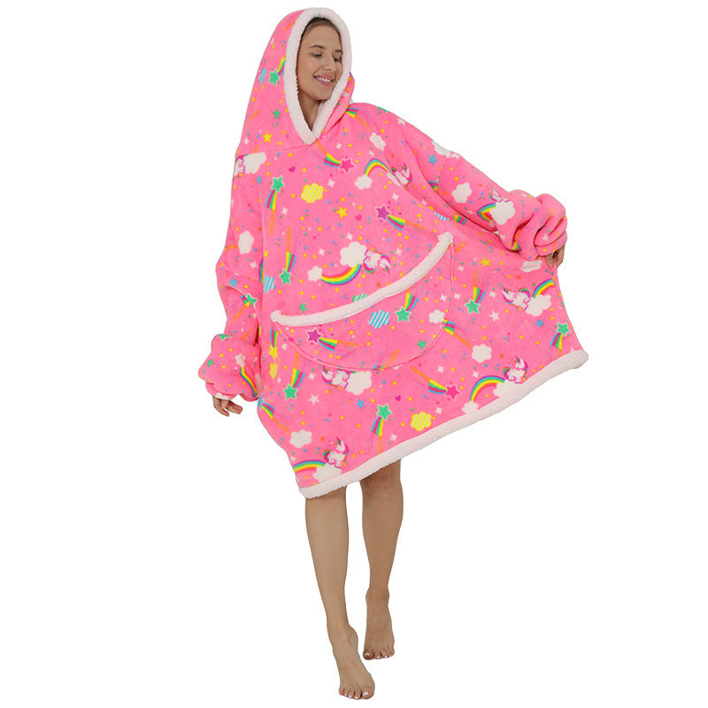 Lazy Sleeping Blanket Love Children's Cold-proof Warm Clothes Hooded - Minihomy