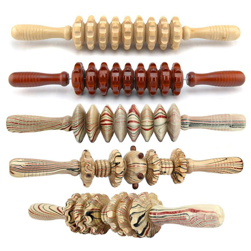 Temple Fair Stall Wooden White Red Belly Nine-wheel Massager Leg Roller