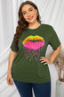 Plus Size Lip Graphic Tee Shirt - Minihomy