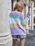 Striped Chunky Knit Long Sleeve Sweater