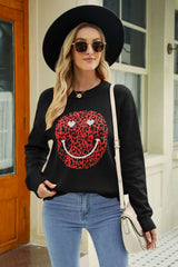 Smiley Face Graphic Dropped Shoulder Sweater