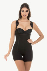 Full Size Zipper Detail Lace Trim Shapewear - Minihomy