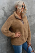 Animal Print Quarter-Zip Sherpa Sweatshirt - Minihomy