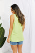 Blumin Apparel Chance of Sun Full Size Ribbed V-Neck Tank in Green - Minihomy