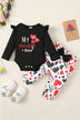 Baby Girl Graphic Bodysuit and Heart Print Pants Set - Minihomy