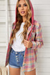 Plaid Drawstring Hooded Shirt Jacket