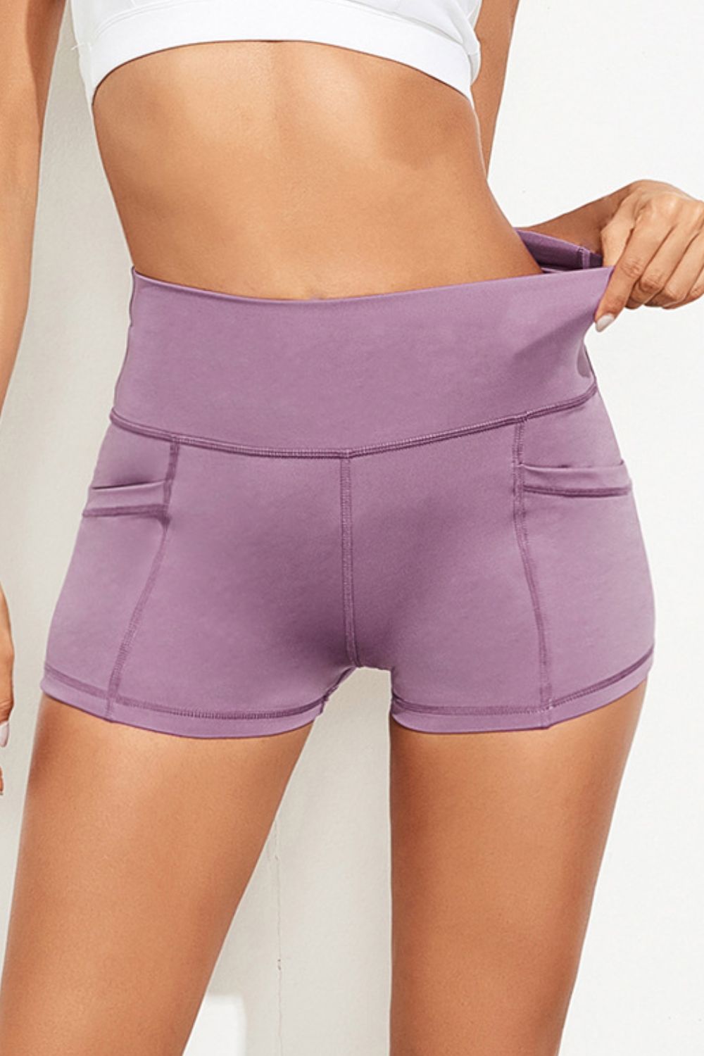 Exposed Seam High Waist Yoga Shorts - Minihomy