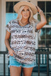 Leopard Print V-Neck Short Sleeve Tee Shirt - Minihomy