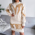 Abstract Print Crewneck Long Sleeve Sweater (Belt Not Included)