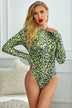 Mock Neck Leopard Bodysuit - Minihomy