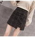 Plaid Skirt Women Irregular Woolen  Short Skirt - Minihomy