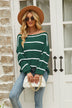 Striped Rib-Knit Off-Shoulder Sweater - Minihomy