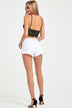 Distressed Frayed Hem Button Fly Denim Shorts - Minihomy