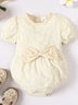 Baby Girl Floral Bow Detail Round Neck Bodysuit - Minihomy