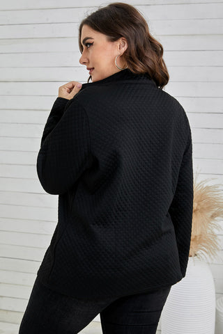 Plus Size Quilted Quarter-Snap Sweatshirt
