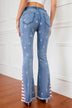 Full Size US Flag Frayed Hem Flare Jeans - Minihomy