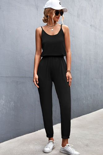 Spaghetti Strap Scoop Neck Jumpsuit with Pockets
