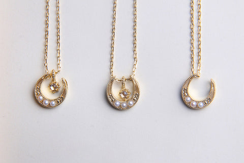 Golden Moon Moonstone Clavicle Necklace