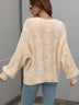 Cable-Knit Openwork Round Neck Sweater - Minihomy