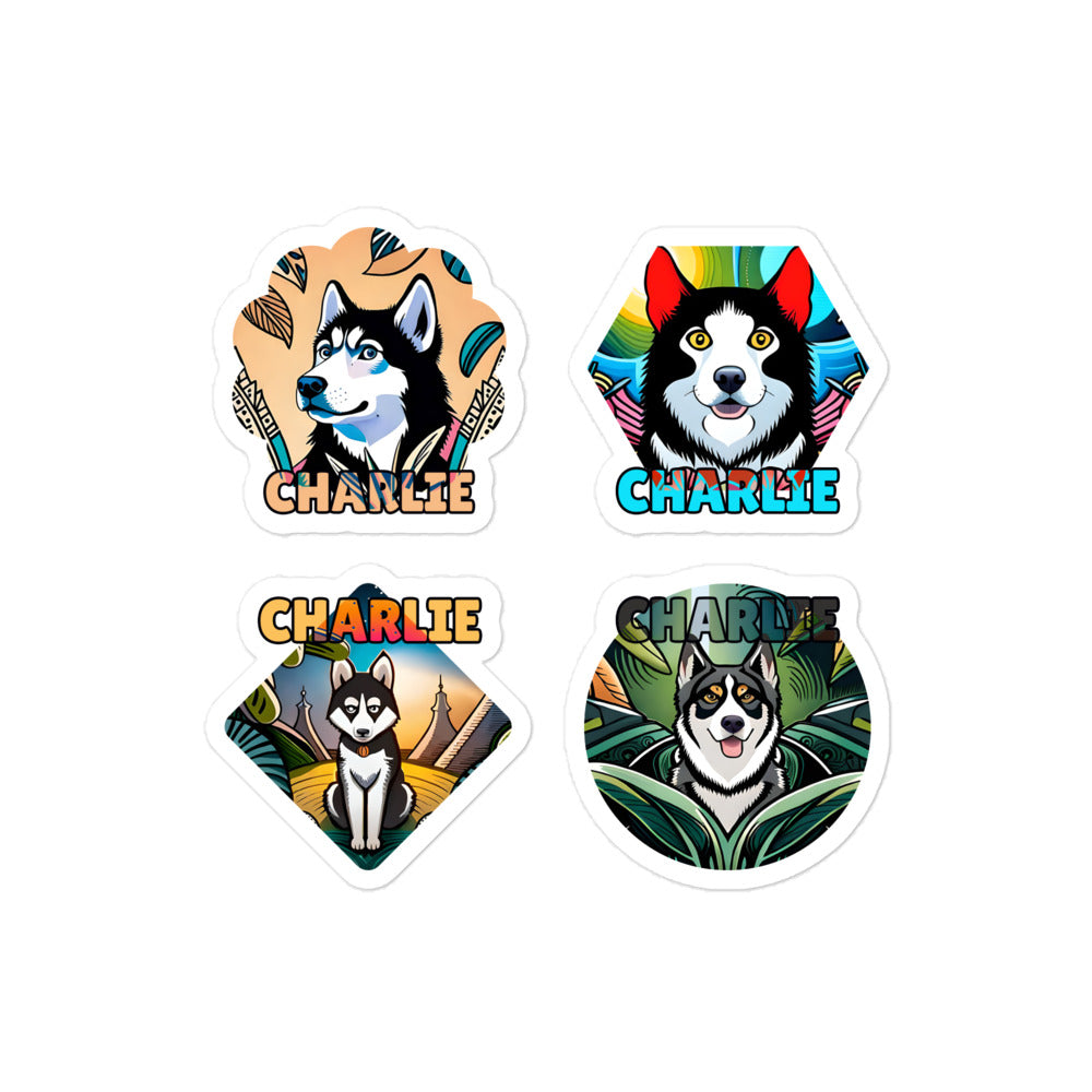 Stick with Charlie Siberian Husky - Bubble-Free Stickers for Any Surface