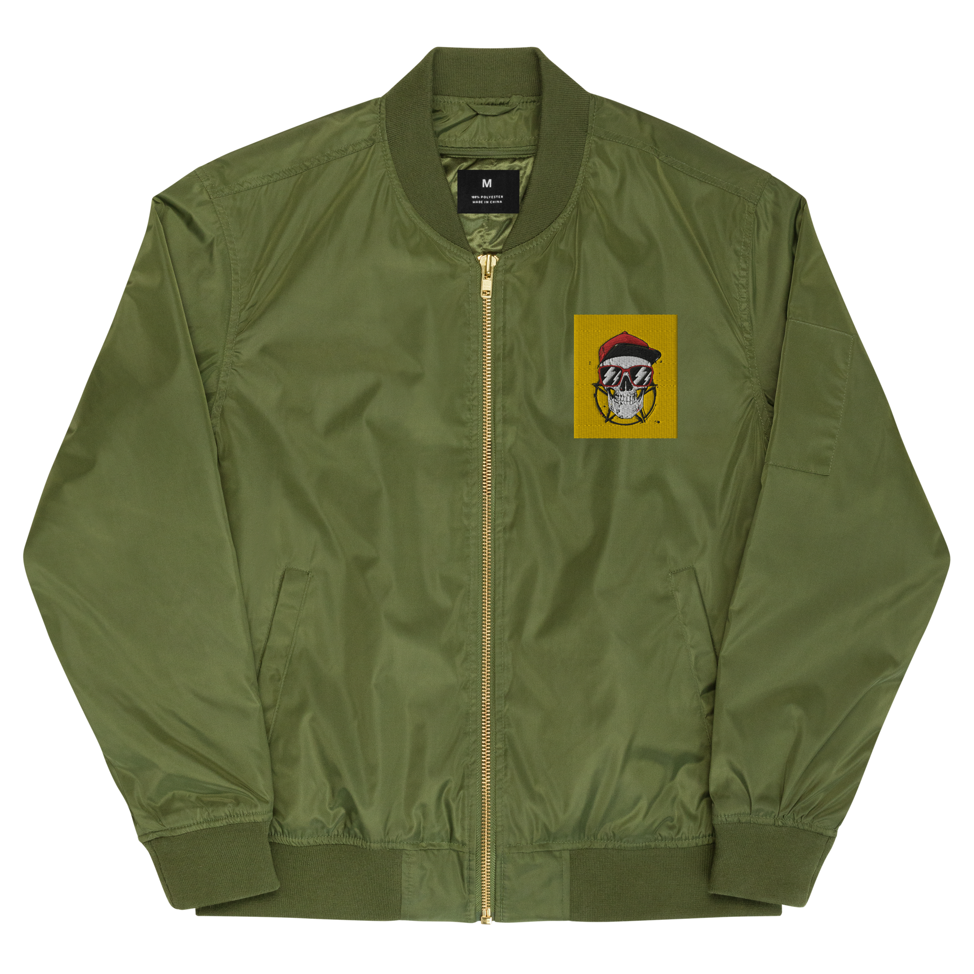 Premium recycled skull crest bomber jacket