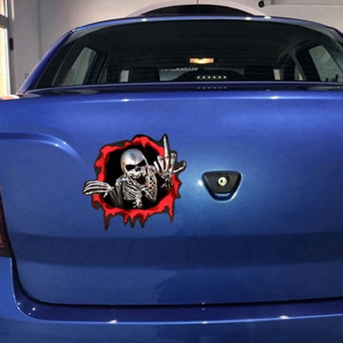 3D Skeleton Skull In The Bullet Hole Car Stickers