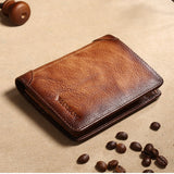 Genuine Leather Men Wallet Small Mini Card Holder Male Wallet Pocket Retro purse High Quality