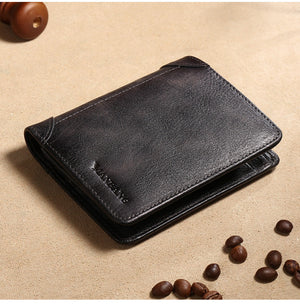 Genuine Leather Men Wallet Small Mini Card Holder Male Wallet Pocket Retro purse High Quality
