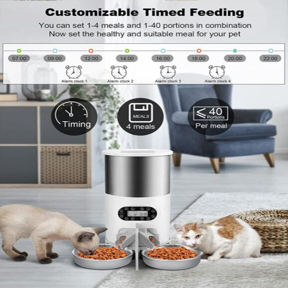 Smart APP Pet Feeder Cat And Dog Food Dispenser Stainless Steel  Bowl Medium-Sized Cats And Dogs With Recording Timing Feeding