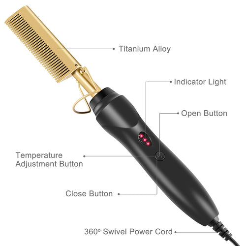 Multifunction Hair Straightener Flat Irons Wet Dry Dual Use Brush Comb Electric Heating Hair Straight Styler