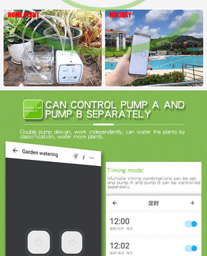 New Double Pump Garden Wifi Control Watering Device Automatic Water Drip Irrigation Watering System Kit WIFI Mobile APP Control