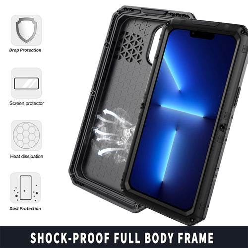 360 Heavy Duty Metal Armor Protection Case for iPhone  Waterproof Shockproof Cover