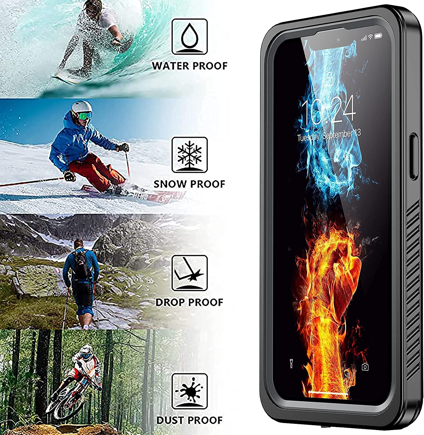 Waterproof Built-in Screen Protector Full Body Dustproof Underwater Rugged Case for iPhone 13 Pro Max Cover