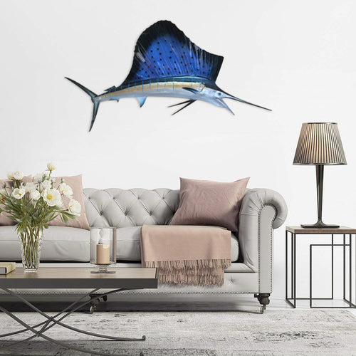 Wrought Iron Shark Pendant Metal Wall Mural Home Living Room Background Ornament