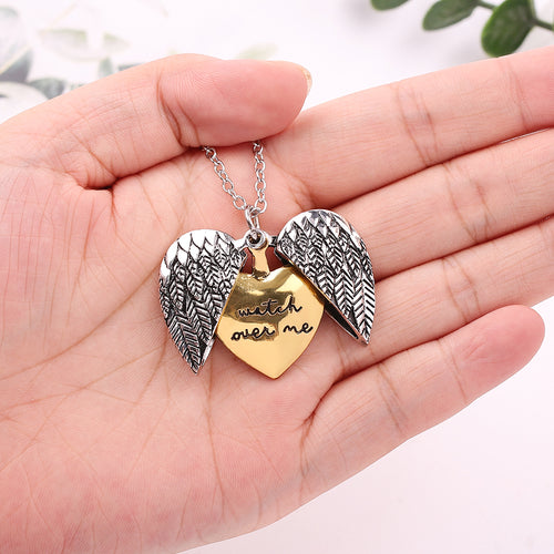 Women Necklace Custom You Are My Sunshine Open Locket Love Wings Pendant Necklace