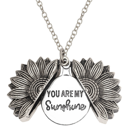 Women Necklace Custom You Are My Sunshine Open Locket Love Wings Pendant Necklace