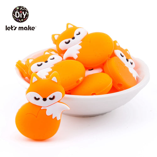 Make Silicone Beads Teething Cartoon Fox Beads Animals