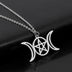 Gothic Pentagram Moon Goddess Wicca Necklace for Women Men - Minihomy