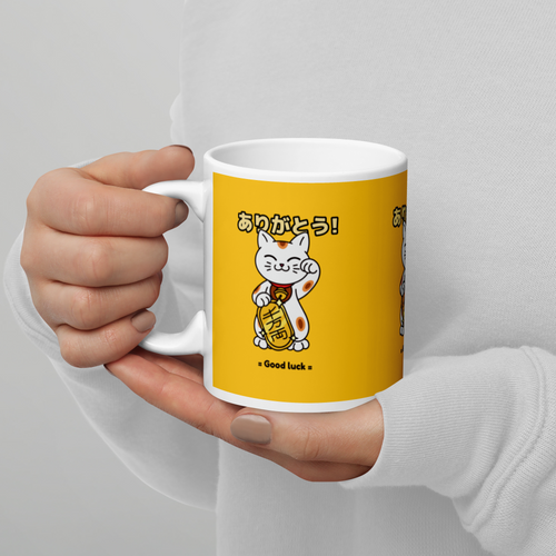 Good Luck White Glossy Mug Gifts For Cat People